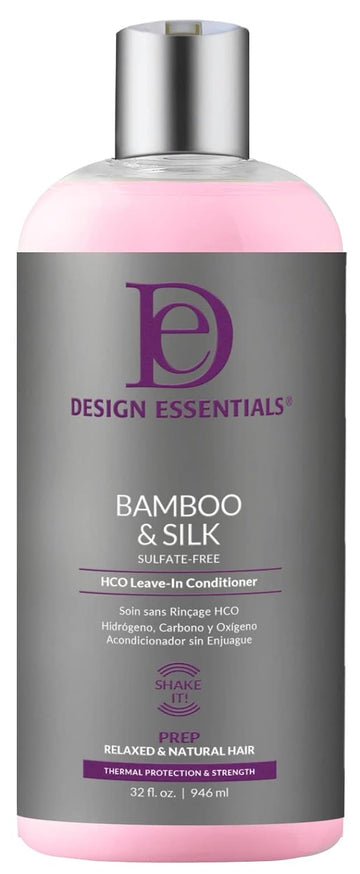 Design Essentials Bamboo & Silk HCO Leave-In Conditioner for Thermal Protection and Strength, 32  ., Pink