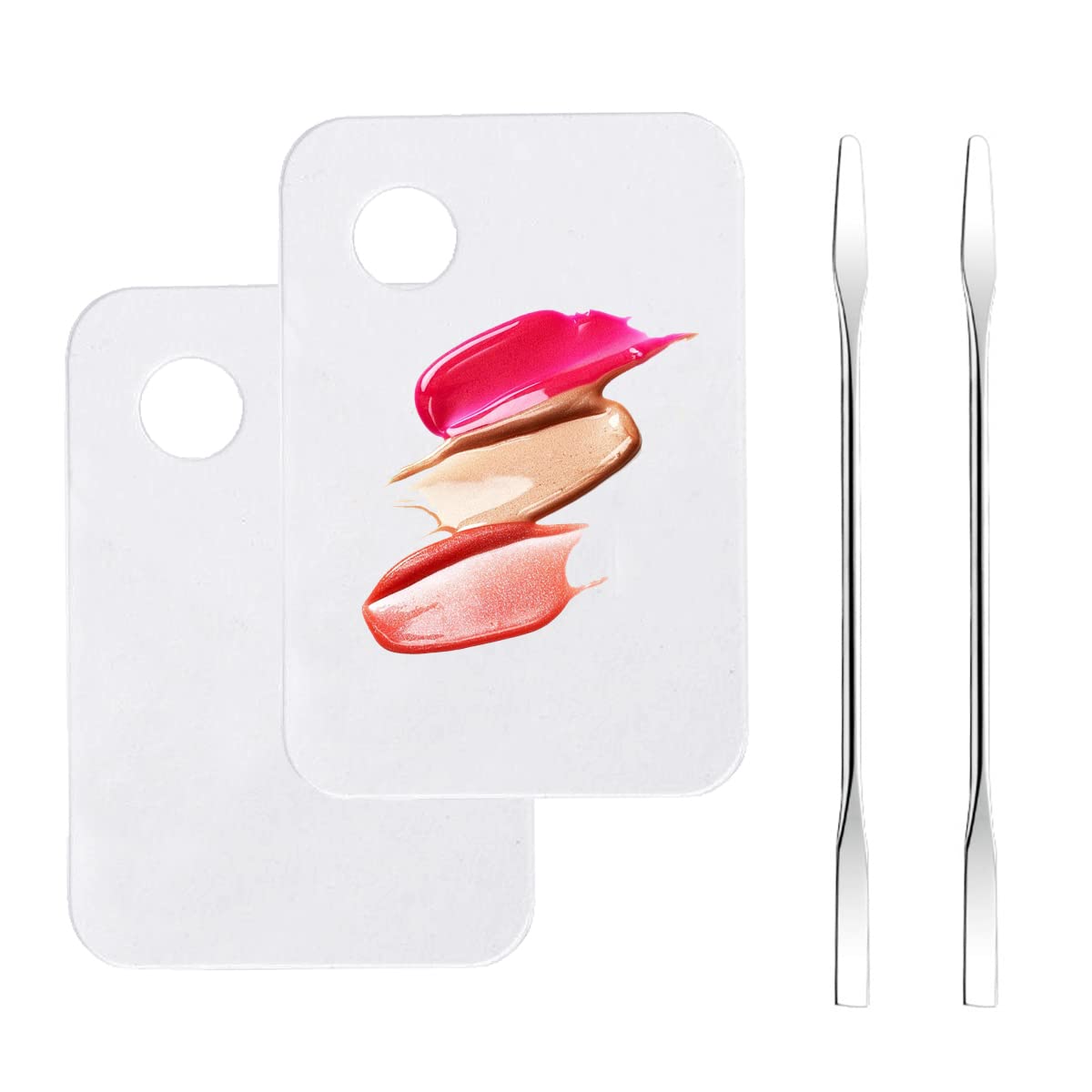 Makeup Mixing Palette, 2Pcs Acrylic Cosmetic Palette with 2Pcs Spatula Tool Mixing Tray Apply Artist Tools for Foundation Eye Shadow Lipsticks Cream Nail Art Professional Beauty Salon Pigment Blending
