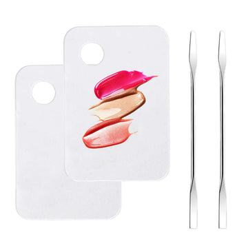 Makeup Mixing Palette, 2Pcs Acrylic Cosmetic Palette with 2Pcs Spatula Tool Mixing Tray Apply Artist Tools for Foundation Eye Shadow Lipsticks Cream Nail Art Professional Beauty Salon Pigment Blending