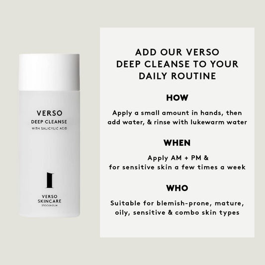 Verso Skin Care | Deep Cleanse Face Cleanser | Mild Exfoliat