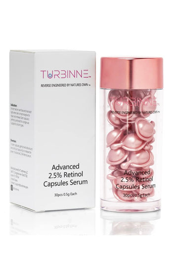 TURBINNE Pure 2.5% Retinol Serum Capsules. Look 5 Years Younger In Just 30 Days. Powerful Anti -Aging, Deep Hydration, Brightening, Reduce Wrinkles, Acne Scars, Dark Spots. Complete Skincare Capsules