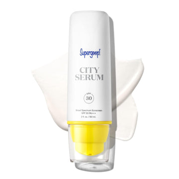 Supergoop! City Serum, 2   - SPF 30 PA+++ Anti-Aging Morning Lotion - Lightweight, Antioxidant-Rich Formula - Hydrating Vitamin Serum for Face - Prep & Protect with Vitamin E & B5 - Great for Guys