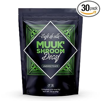 Unsweetened Organic Instant Mushroom Coffee Mix | Rich and Intense Turkish Coffee / Café de Olla Flavor | Decaffeinated Coffee | Better Focus, More Energy and Stronger Immune Defense |30 Cup Bag