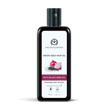 Onion Black Seed Oil for Organic Hair Growth & Hair Fall Control by The Man Company 100 ml 3.4 Fl Oz, Onion Hair Oil wit