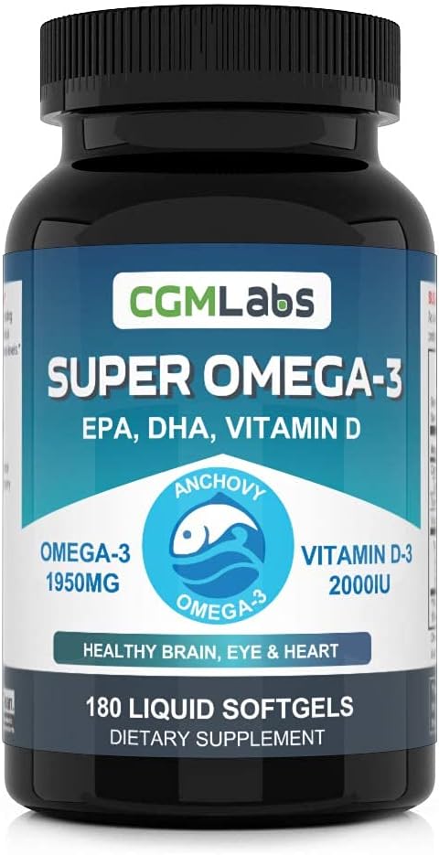 CGM-Labs Super Omega-3 975mg EPA, DHA, Vitamin D 1000IU