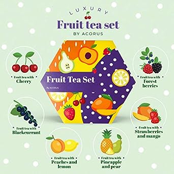 ACORUS Fruit Luxury Tea Set | Fruit and Herbal Tea Box | Tea Gift Sets | Large Selection Box | 6 Varieties (60 Tea Bags)