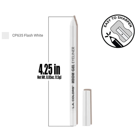 L.A. Colors 1 Neon Gel Eyeliner [ CP635 ash White ] Long Wear n Intense Color Eye Liner Pencil + Free Zipper Bag