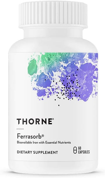 Thorne Ferrasorb - 36 mg Iron with Essential Nutrients - Complete Blood-Building Formula - Elemental Iron, Folate, B and C Vitamins for Optimal Absorption - Gluten-Free - 60 Capsules