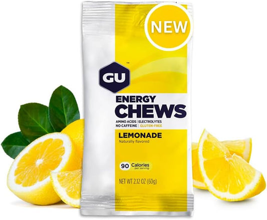 GU Energy Chews, Lemonade Energy Gummies with Electrolytes, 12 Bags (2