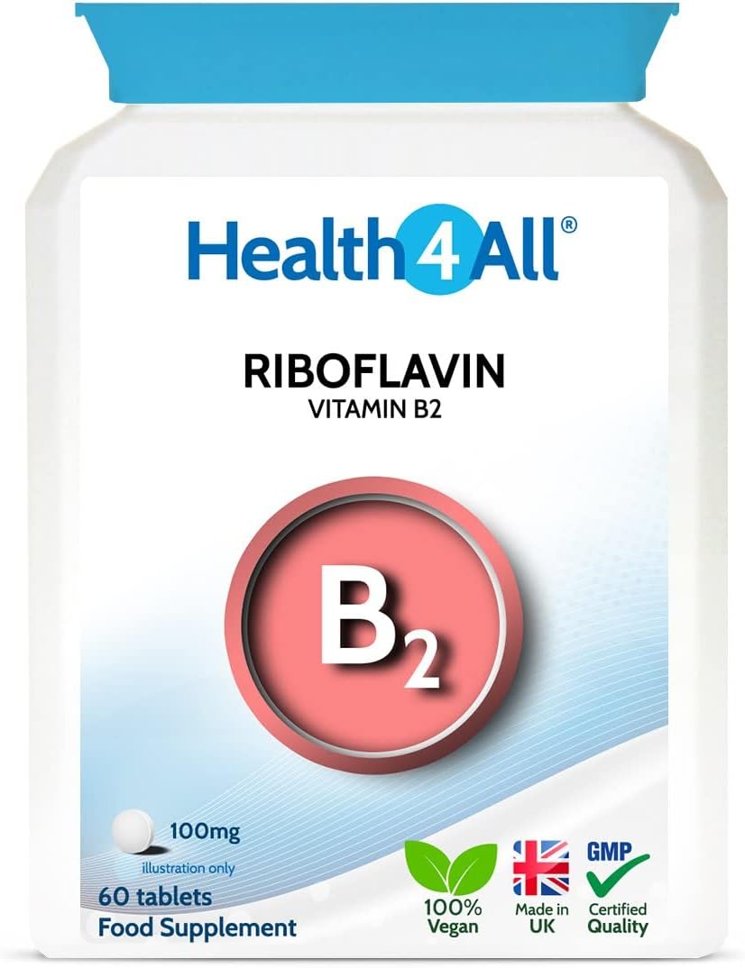 Vitamin B2 Riboflavin 100mg 60 Tablets Migraine Support, Stress and En0.1 Grams