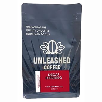 Espresso Swiss Water Decaf, 100% Arabica Whole Coffee Beans, Dark Roast, Single Origin Bag - Unleashed Coffee