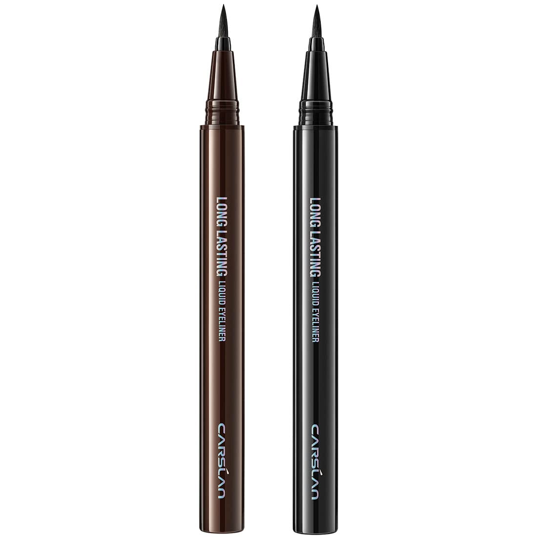 CARSLAN Longlasting Liquid Eyeliner, Waterproof, Smudgeproof, 12H Longwear Eye Liner Pencil, Black+Brown, 2Count