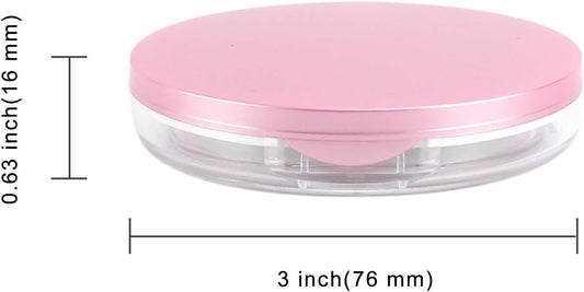 longway Loose Powder Compact Container Empty Portable Plastic DIY Makeup Powder Case, 5g Slim Powder Box with Powder Puff,Mirror and Elasticated Net Sifter (2pcs,pink+sliver)