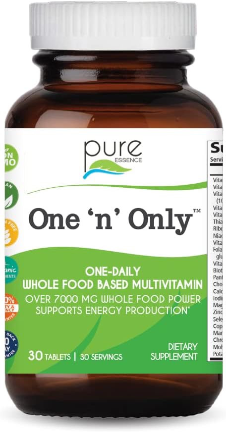 One N Only Whole Food Multivitamin By Pure Essence - Super Energetic Once A Day With Superfoods, Minerals, Enzymes, Vita