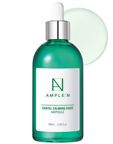 AMPLE:N Centel Calming Shot Ampoule - Soothing Face Serum with Centella Asiatica to Calm Irritated & Sensitive Skin - Redness Relief, Acne Spot Treatment & Moisturizing, 3.38 .