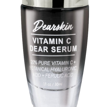 Dearskin Vitamin C Serum 20% - PURE L-ASCORBIC ACID, Ferulic Acid, Hyaluronic Acid Botanic, Vitamin E Organic Cruelty Free for Face and Neck Best Antioxidant, Treatment for Wrinkles, Men and Women