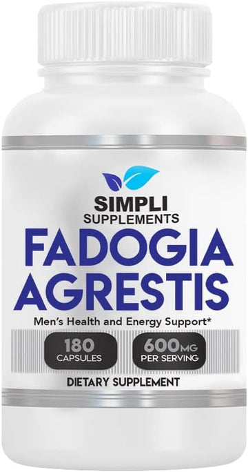 Simpli Supplements Fadogia Agrestis, 600mg per Serving @ 180 Capsules, Potent Extract to Boost Test for Muscle Growth &