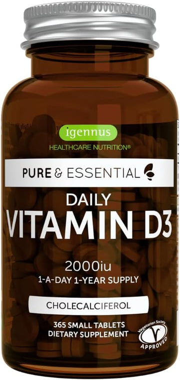 Pure & Essential Daily Vegetarian Vitamin D3 2000Iu, Cholecalciferol,