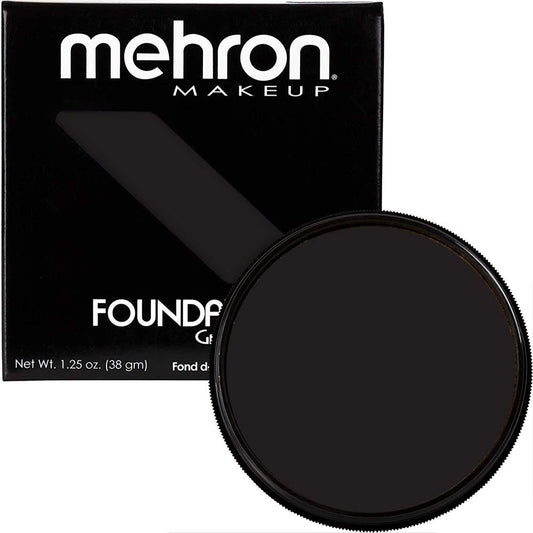Mehron Makeup Foundation Greasepaint | Stage, Face Paint, Body Paint, Halloween Makeup 1.25  (38 g) (BLACK)