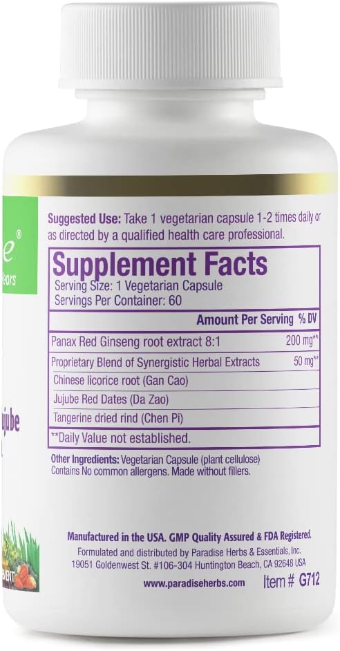 Paradise Herbs Ginseng Root Extract for Energy & Well-Being, Vegan, No