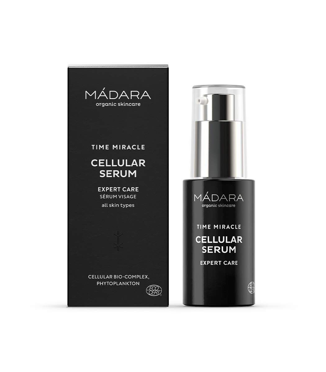 MÁDARA Organic Skincare | Time Miracle Cellular Anti Aging Serum Serum - Lightweight micro-emulsion, With multi-molecular Hyaluronic Acid, Based on Northern Birch Water Vegan, 1