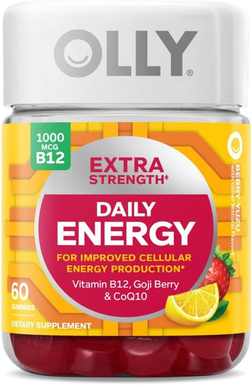 OLLY Extra Strength Daily Energy Gummy, Caffeine Free, 1000mcg Vitamin