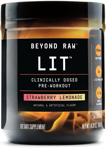 BEYOND RAW LIT | Clinically Dosed Pre-Workout Powder | Contains Caffeine, L-Citrulline, Beta-Alanine, and Nitric Oxide |