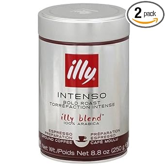 illy, Ground Espresso Coffe, Dark Roast, Tins (Pack of 2) by illy [Foods]
