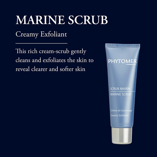 PHYTOMER Marine Scrub Creamy Exfoliant Face Wash | Hydrating Facial Scrub to Refine Skin Texture | Gentle Exfoliator & Cleanser for Face & Neck | Reveal Clearer, Softer Skin | 50