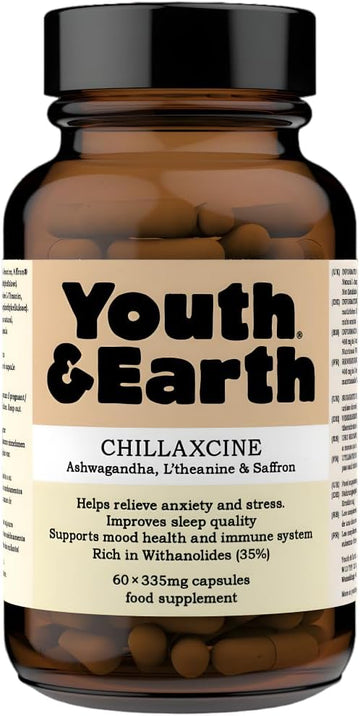 Youth & Earth CHILLAXCINE (Ashwagandha, L-theanine and Saffron) 335mg 160 Grams