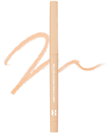 HOLIKA HOLIKA Mellow Gliding Pencil Liner - Waterproof, Smudge-Proof Eye Liner with Sharpener - Ultra Creamy, Blendable & Soft Textured for Eyeshadow & Contour Eye Makeup (06 APRICOT CREME)