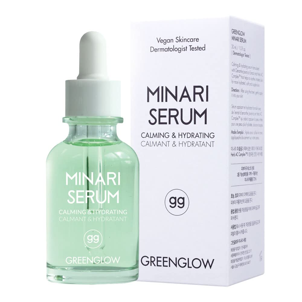 Greenglow Minari (Water Parsley) Hydrating & Calming Serum for face with Niacinamide | Hydrating and Soothing Serum for Dry skin | Korean Serum Skin Care for face 30 / 1.01 .