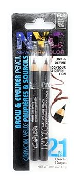 NYC Brow and Liner Pencil Set, Dark Brown 1 Pair