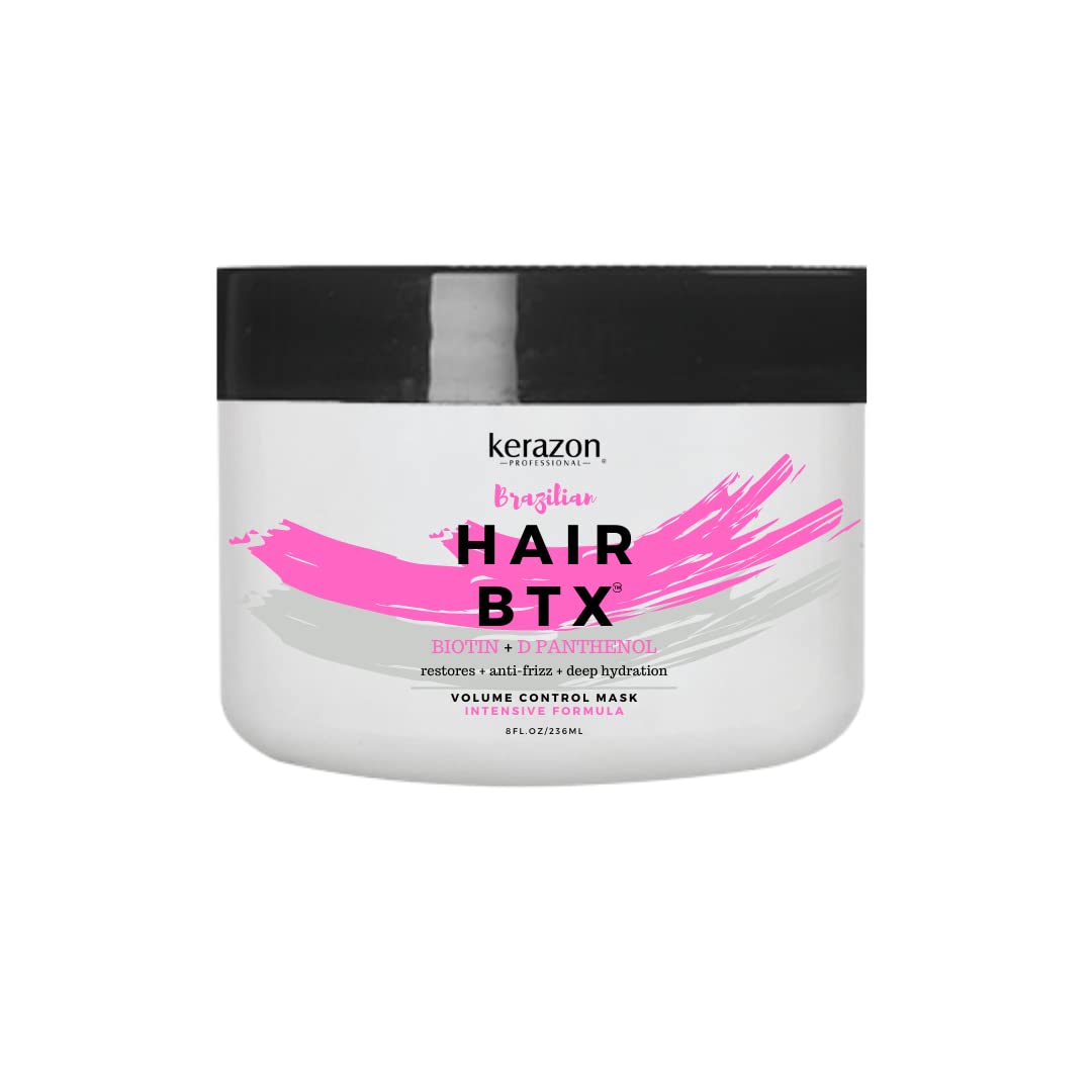 KERAZON Intensive Brazilian Hair Botox Treatment 8/236ml For All Hair Types, Thermal Activated Hair Mask with Stronger and Long Lasting Volume And Frizz Control. Formaldehyde Free. Packaging may vary