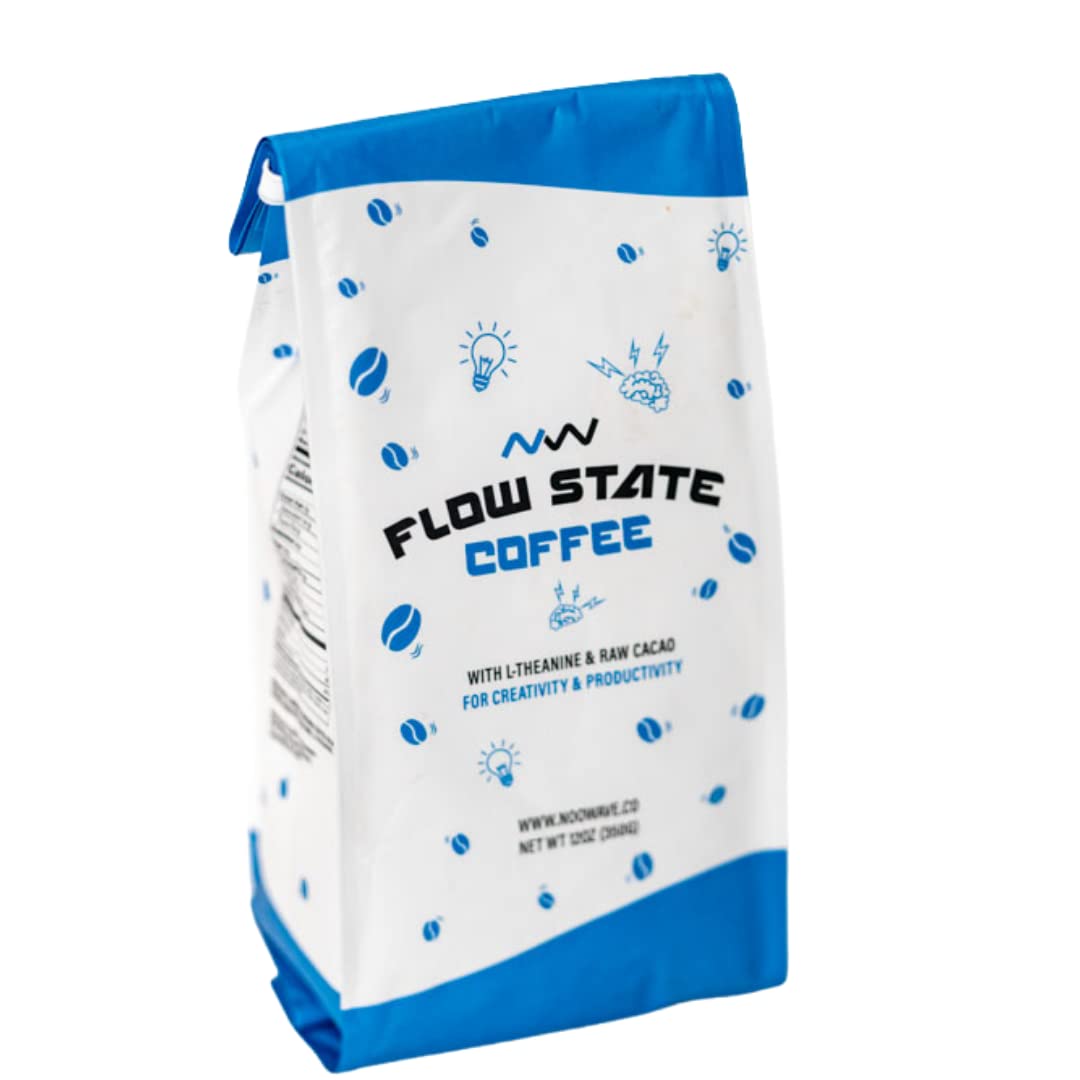 NooWave Flow State Coffee Promotes Creative Focus | Organic Ground Coffee Infused with L-Theanine & Organic Raw Cacao