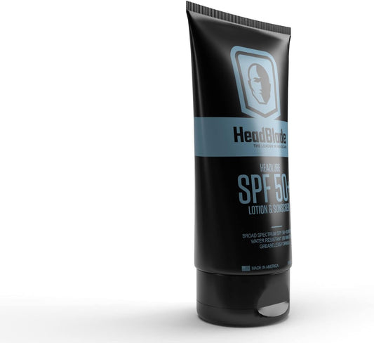 HeadBlade HeadLube SPF 50 Men's Lotion and Sunscreen - No Greasiness, Formulated for Face, Body & Scalps with Anti-Aging Properties - Water Resistant for 80 Minutes, 5