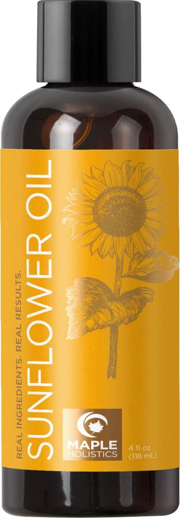 Sunower Oil for Hair Skin and Nails - Aromatherapy Carrier Oil for Essential Oils Mixing and Hair Oil - Body Massage Oil Cleanser for Face Anti Aging Skin Care and Moisturizing Body Oil for Dry Skin