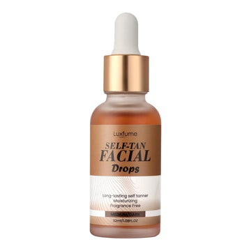 Luxfume Face Tanning Drops Gradual Tan,Anti-Aging,Glow Drops for Face Self Tanning Provides an Even,Customizable Glow,1.08