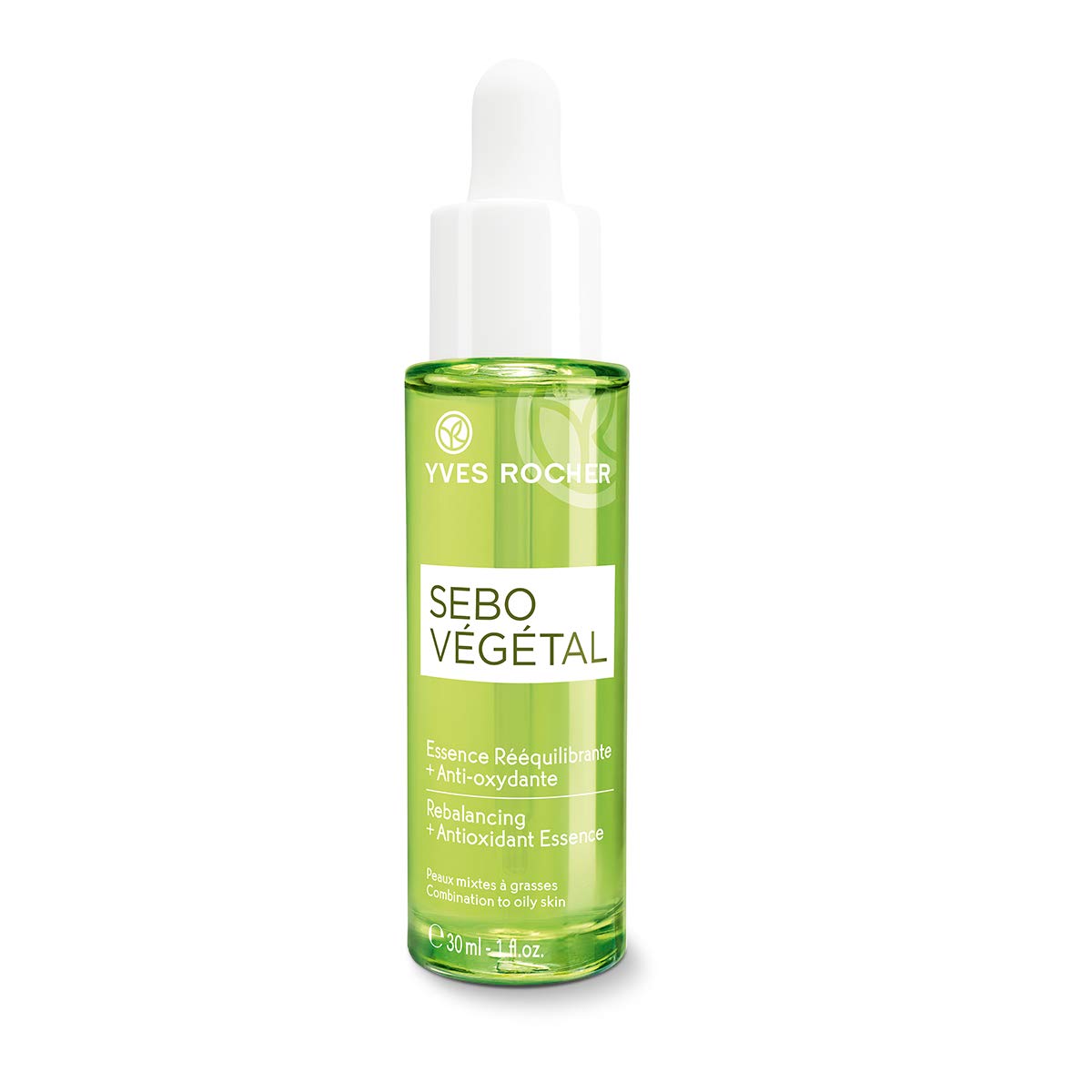 Yves Rocher Sebo Végétal Rebalancing + Antioxidant Essence Serum, for Oily and Combination Skin, 30 bottle with dropper