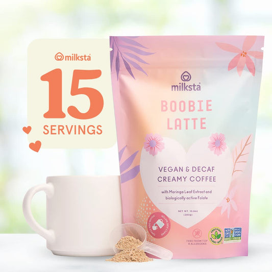 Milksta Breastfeeding Support Lactation Instant Coffee: Latte Flavor Drink Mix to Increase Breast Milk Supply - Moringa and Folate for Breastmilk Production/Vitamins for Breastmilk Production