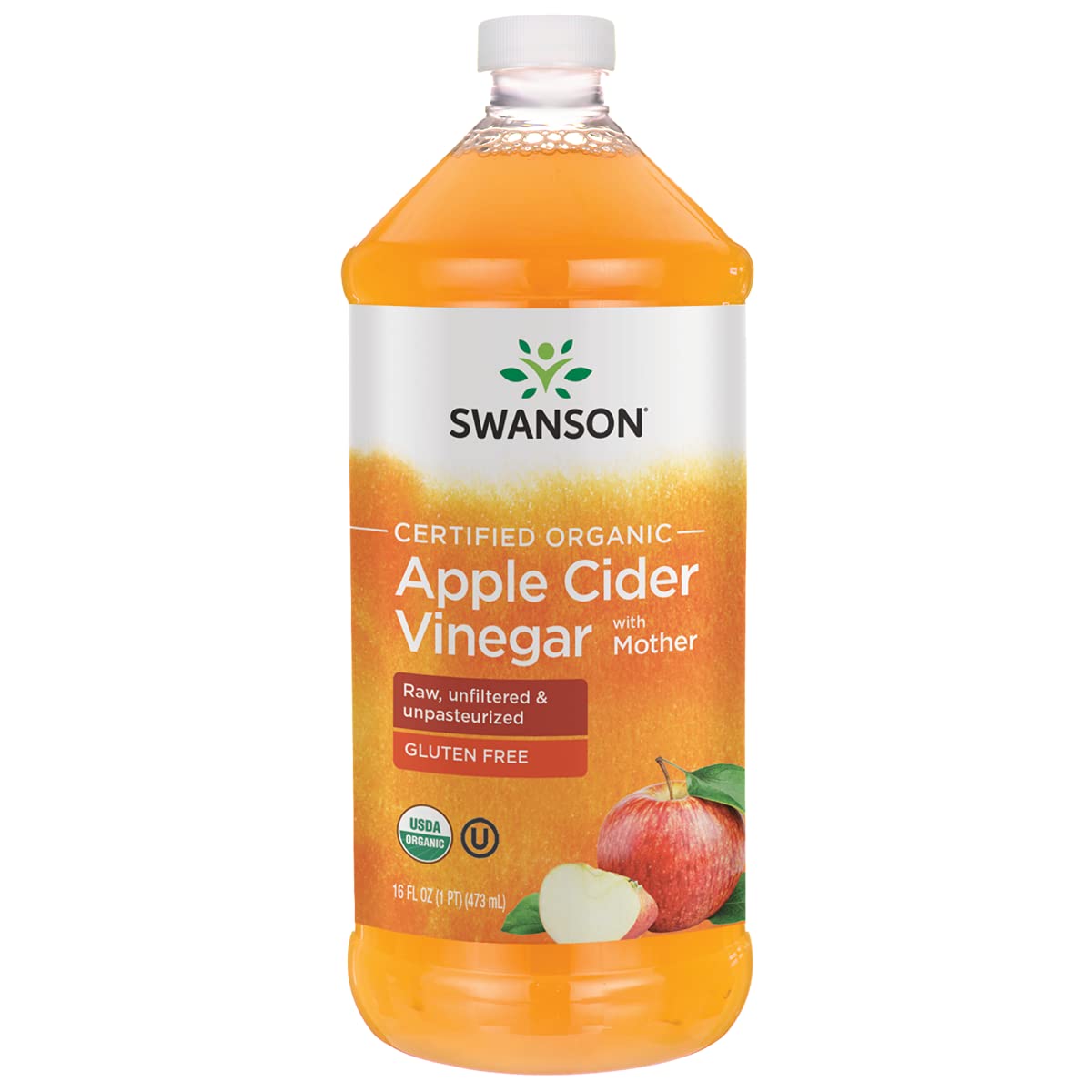 Swanson Certified Organic Apple Cider Vinegar With Mother 16 Fl Ounce 1.17 Pounds