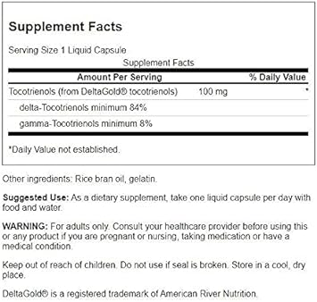 Swanson Double Strength Tocotrienols - Antioxidant - (60 Liq Capsules, 100mg Each)