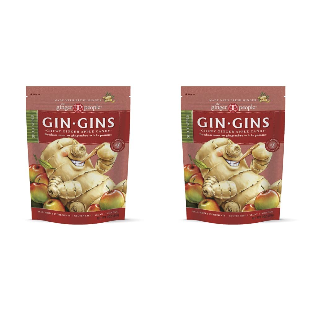 The Ginger People Spicy Apple Gin Gins Ginger Chews, 3 Oz (Pack of 2)