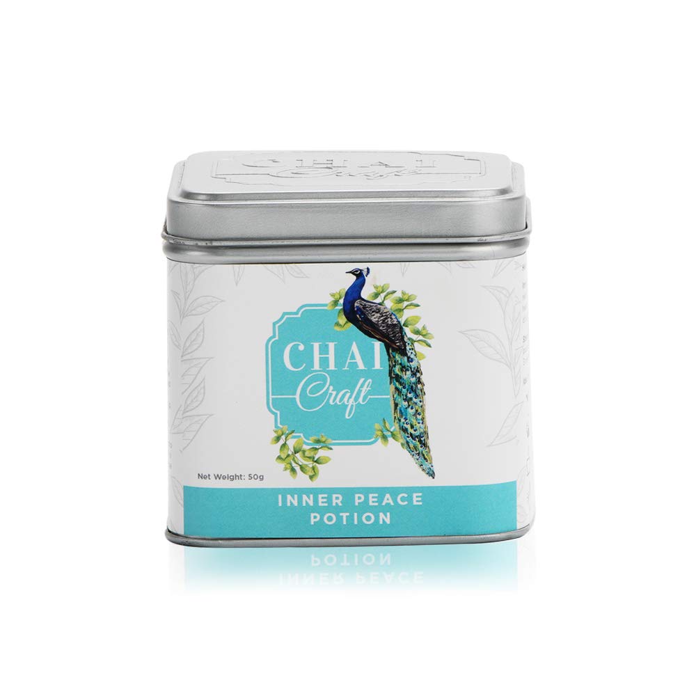 Chai Craft INNER PEACE POTION Herbal Green Tea -Helps Control Hypertension and Soothes Mind, Loose Leaf Tea-Hibiscus,Arjun Chal,Lavender,Tulsi,Triphala,Lemon Grass,Flax seed,Ashwagandha Cumin