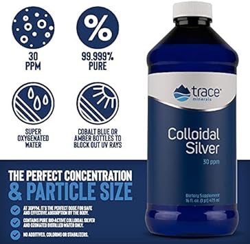 Trace Minerals | Colloidal Silver Liquid | 30 PPM Safe Dose Mineral Su