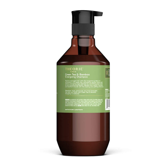 Theorie Green Tea and Bamboo - Energizing Shampoo - Invigorate & Strengthen, Irresistible Scent of Green Tea, Jasmine, Amber & Cypress - For Damaged & Dull Hair - Color & Keratin Safe / 800mL