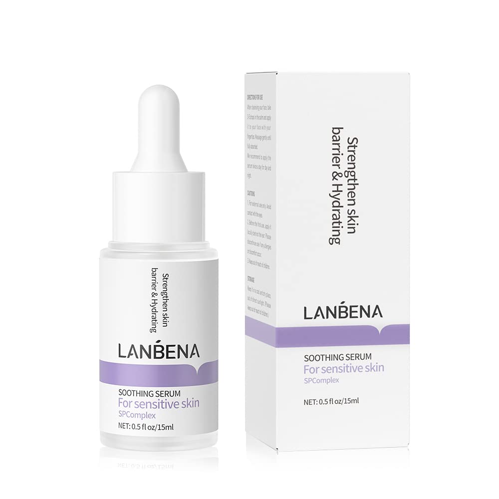 LANBENA Renewing Sooting Serum For Sensitive Skin Care, Soothe Calm Skin Irritation, Repair Damaged Skin Barrier, Reduces Fine Lines, Retinol & Hyaluronic Acid & 4-type Polypeptides