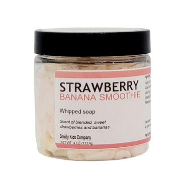 smelly kids company Moisturizing Whipped Soap- Kid Friendly Cream Body Wash| Hand Wash| Shave Butter, For all skin types| No Sulfates, No Parabens, Cruelty-Free|4 (Strawberry Banana Smoothie)