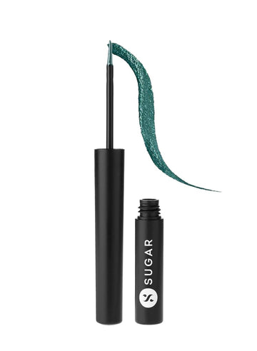 SUGAR Cosmetics Eye Dared You So! Metallic Eyeliner05 Green Mile (Metallic Teal Green) intensely pigmented liquid, Sweat proof, Moisture resistant, Long lasting, Matte finish