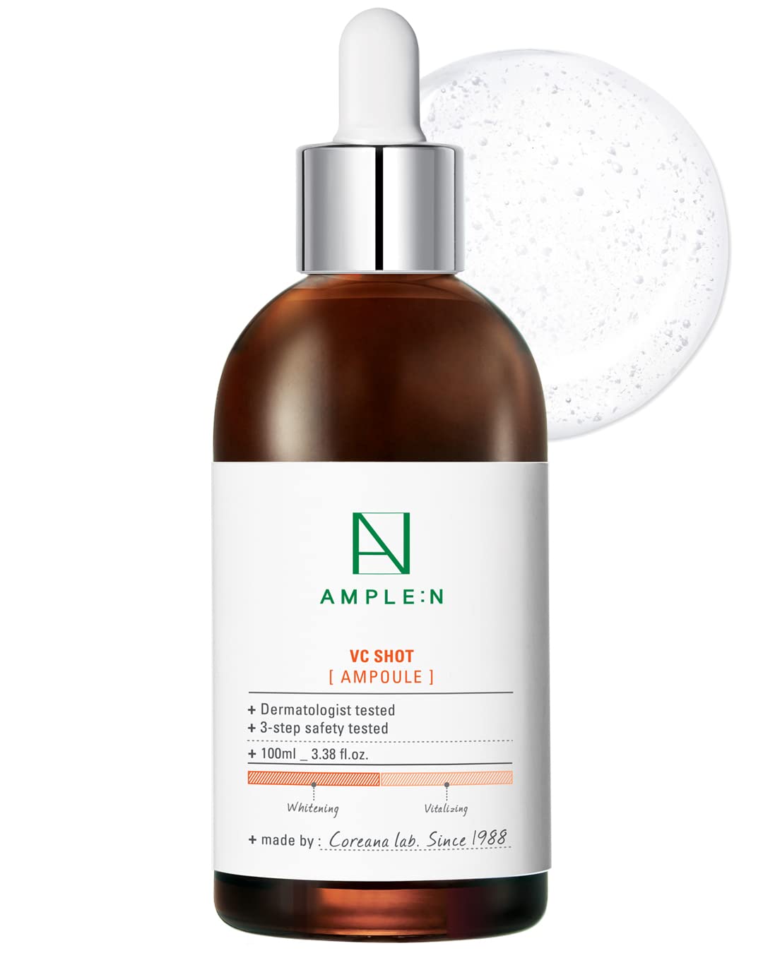 AMPLE:N VC Shot Ampoule - Anti-Aging Face Serum with Vitamin C – Evens Pigmentation and Aging Spots - Vitamin C Serum to Clear Skin of Sun Damage and Reduce Wrinkles, 3.38 .